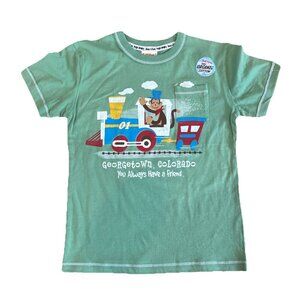 Pocket Pals Organic Cotton Youth Shirt Souvenir Georgetown Colorado Green Train